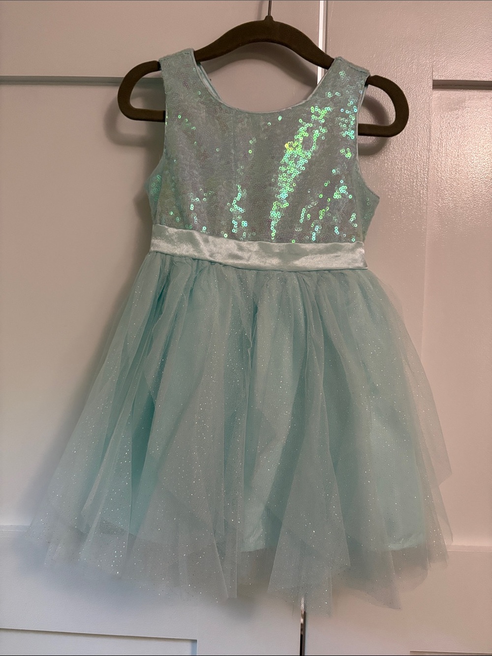 Jessica Simpson Little Girls Light Aqua Sequin Tulle Party Dress